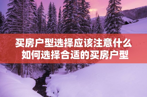 买房户型选择应该注意什么 如何选择合适的买房户型