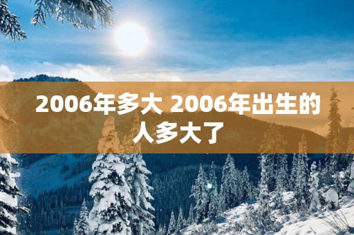 2006年多大 2006年出生的人多大了