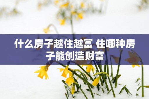 什么房子越住越富 住哪种房子能创造财富