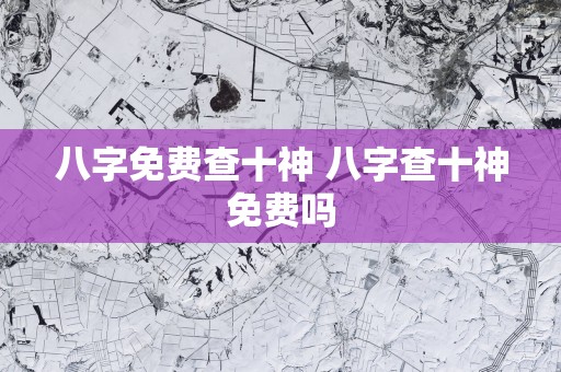 八字免费查十神 八字查十神免费吗