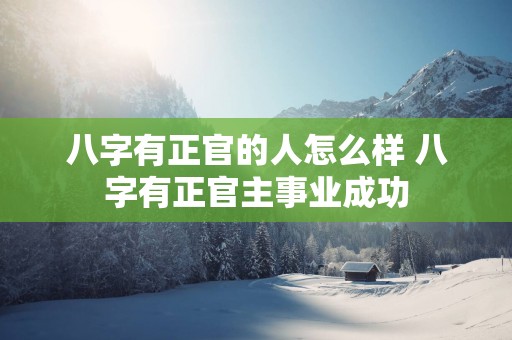 八字有正官的人怎么样 八字有正官主事业成功