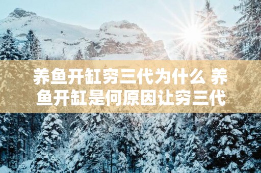 养鱼开缸穷三代为什么 养鱼开缸是何原因让穷三代