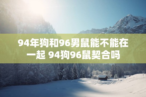 94年狗和96男鼠能不能在一起 94狗96鼠契合吗