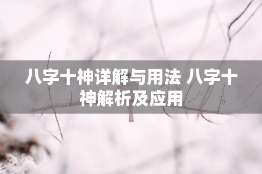 八字十神详解与用法 八字十神解析及应用
