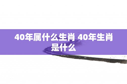 40年属什么生肖 40年生肖是什么