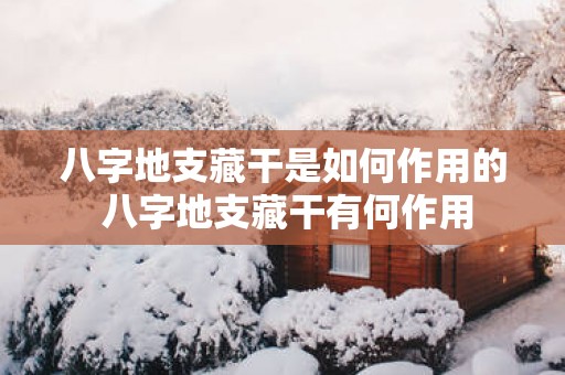 八字地支藏干是如何作用的 八字地支藏干有何作用