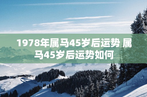1978年属马45岁后运势 属马45岁后运势如何