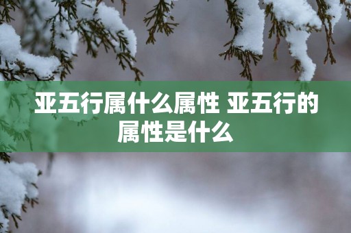 亚五行属什么属性 亚五行的属性是什么