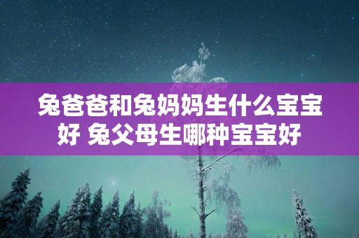 兔爸爸和兔妈妈生什么宝宝好 兔父母生哪种宝宝好