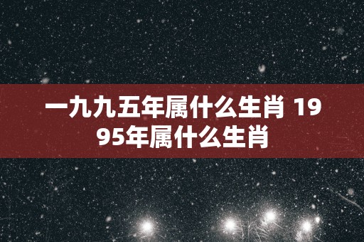 一九九五年属什么生肖 1995年属什么生肖