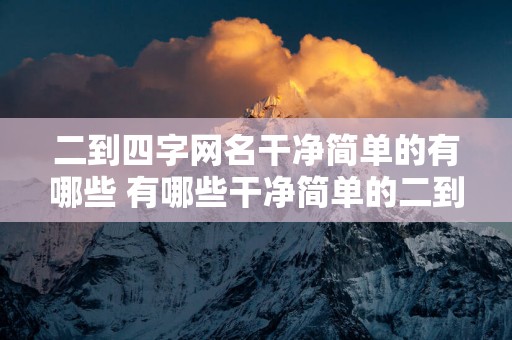 二到四字网名干净简单的有哪些 有哪些干净简单的二到四字网名