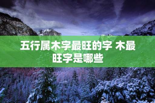 五行属木字最旺的字 木最旺字是哪些