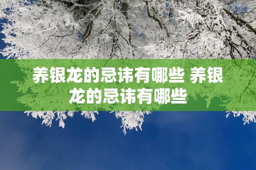 养银龙的忌讳有哪些 养银龙的忌讳有哪些