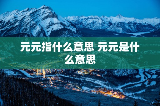 元元指什么意思 元元是什么意思