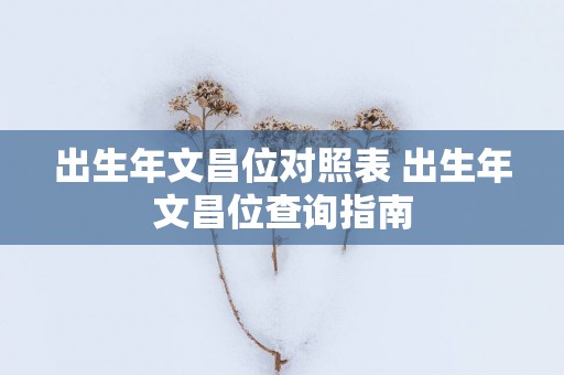 出生年文昌位对照表 出生年文昌位查询指南
