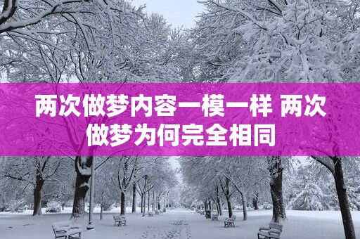 两次做梦内容一模一样 两次做梦为何完全相同