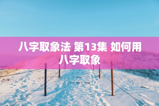 八字取象法 第13集 如何用八字取象