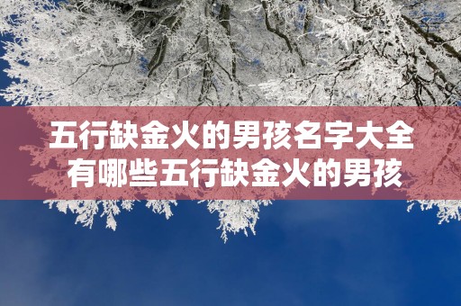 五行缺金火的男孩名字大全 有哪些五行缺金火的男孩名字