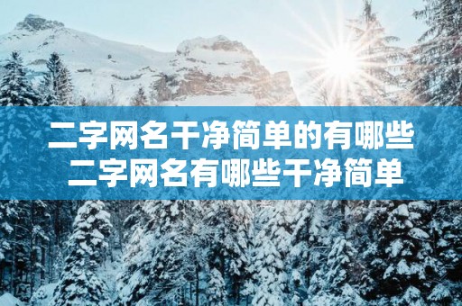 二字网名干净简单的有哪些 二字网名有哪些干净简单
