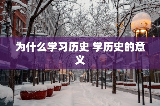 为什么学习历史 学历史的意义