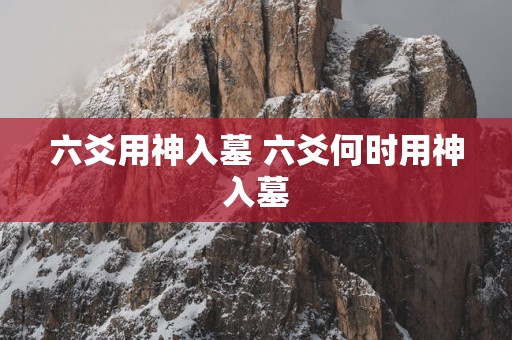 六爻用神入墓 六爻何时用神入墓
