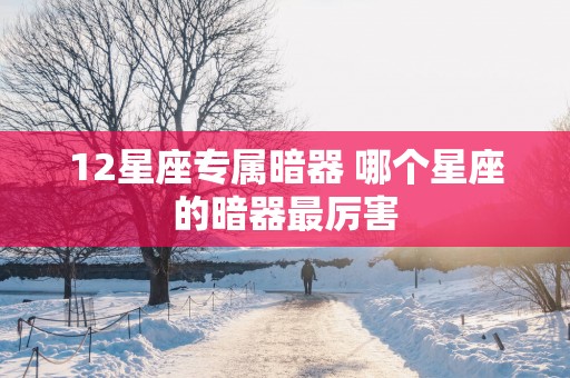 12星座专属暗器 哪个星座的暗器最厉害