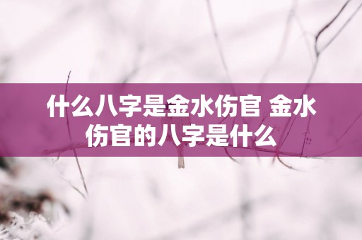 什么八字是金水伤官 金水伤官的八字是什么