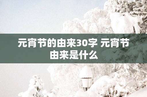 元宵节的由来30字 元宵节由来是什么