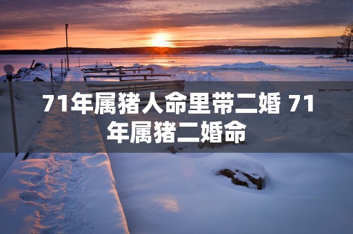 71年属猪人命里带二婚 71年属猪二婚命