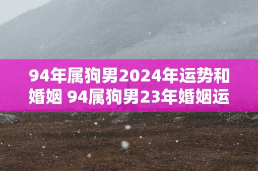 94年属狗男2025年运势和婚姻 94属狗男23年婚姻运好吗