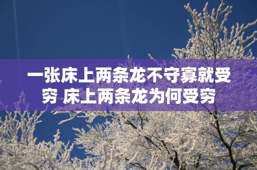 一张床上两条龙不守寡就受穷 床上两条龙为何受穷