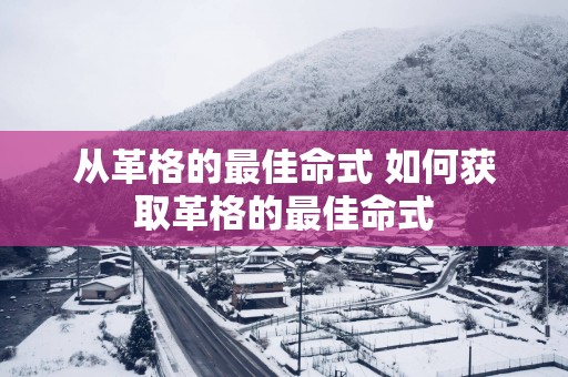 从革格的最佳命式 如何获取革格的最佳命式