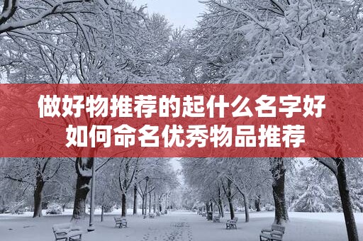 做好物推荐的起什么名字好 如何命名优秀物品推荐