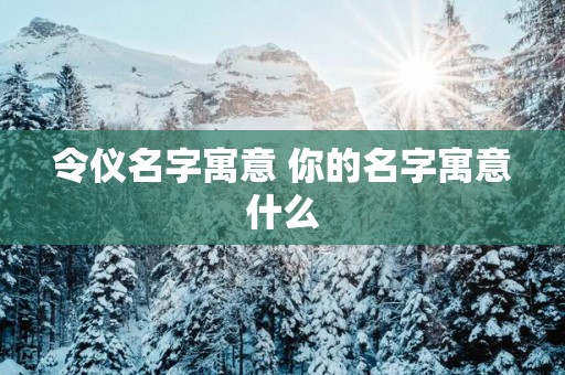 令仪名字寓意 你的名字寓意什么