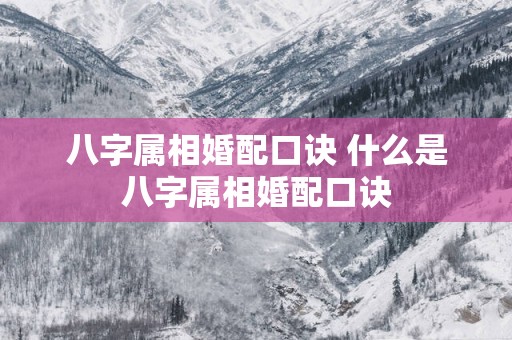 八字属相婚配口诀 什么是八字属相婚配口诀
