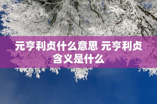 元亨利贞什么意思 元亨利贞含义是什么