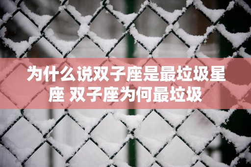 为什么说双子座是最垃圾星座 双子座为何最垃圾