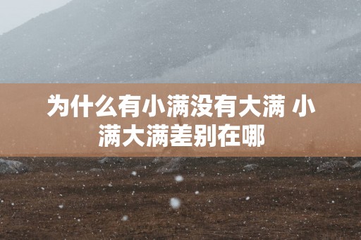为什么有小满没有大满 小满大满差别在哪