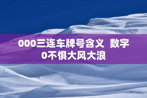000三连车牌号含义  数字0不惧大风大浪