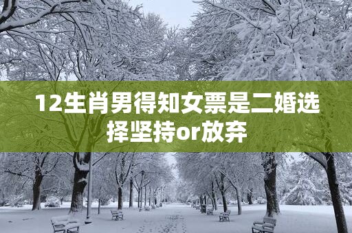 12生肖男得知女票是二婚选择坚持or放弃