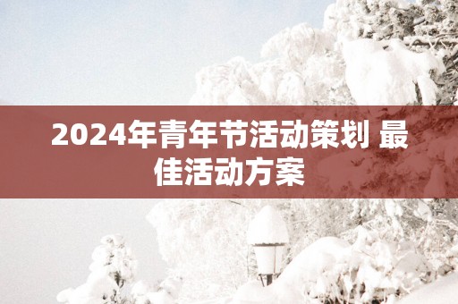 2024年青年节活动策划 最佳活动方案