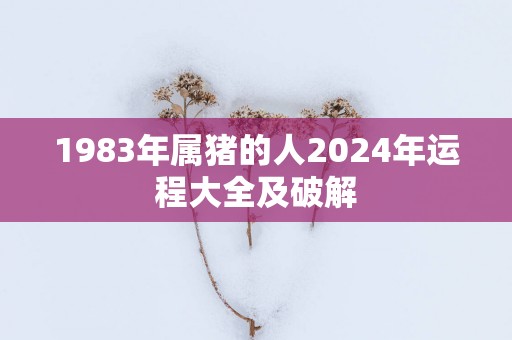 1983年属猪的人2025年运程大全及破解