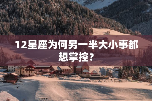 12星座为何另一半大小事都想掌控？