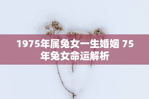 1975年属兔女一生婚姻 75年兔女命运解析
