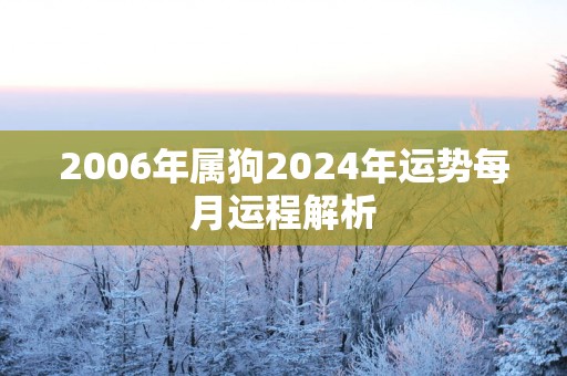 2006年属狗2025年运势每月运程解析