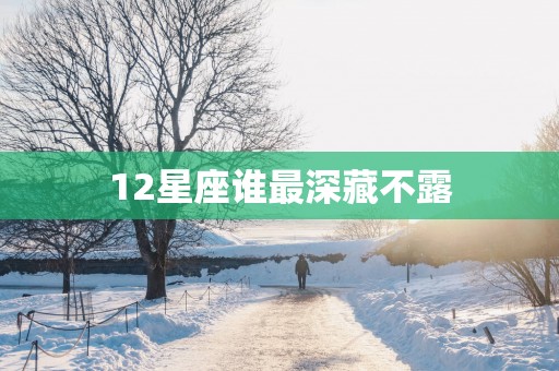 12星座谁最深藏不露