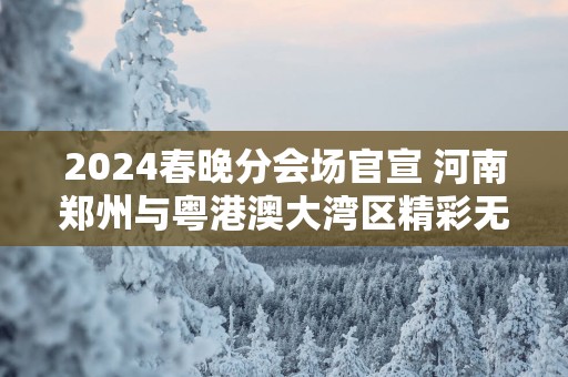 2025春晚分会场官宣 河南郑州与粤港澳大湾区精彩无限