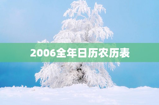 2006全年日历农历表