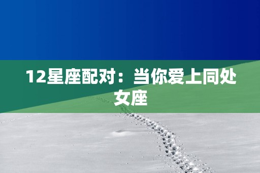 12星座配对：当你爱上同处女座