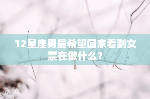 12星座男最希望回家看到女票在做什么？